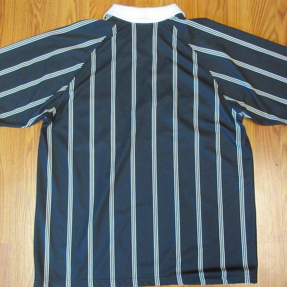 VTG ADIDAS REFEREE SHIRT BLACK & WHITE POLYESTER - Picture 5 of 5